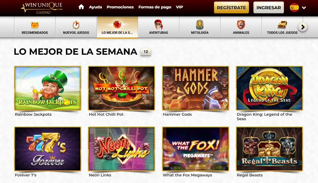 Área real de casino en vivo de Unique Casino